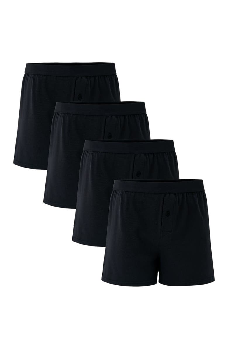 Pact Organic Cotton Everyday Knit Boxer 4-Pack, Main, color, Black