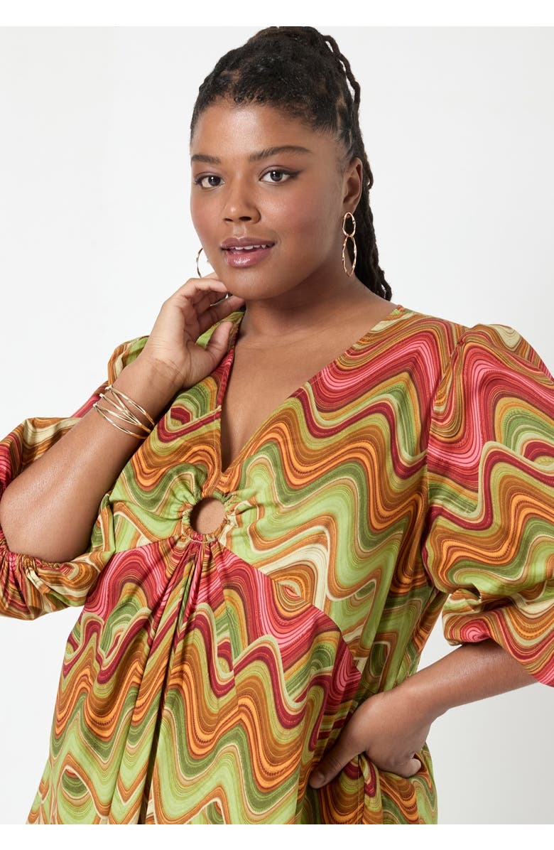 June + Vie Ring Cut Out Poplin Shirtdress, Alternate, color, Heat Waves