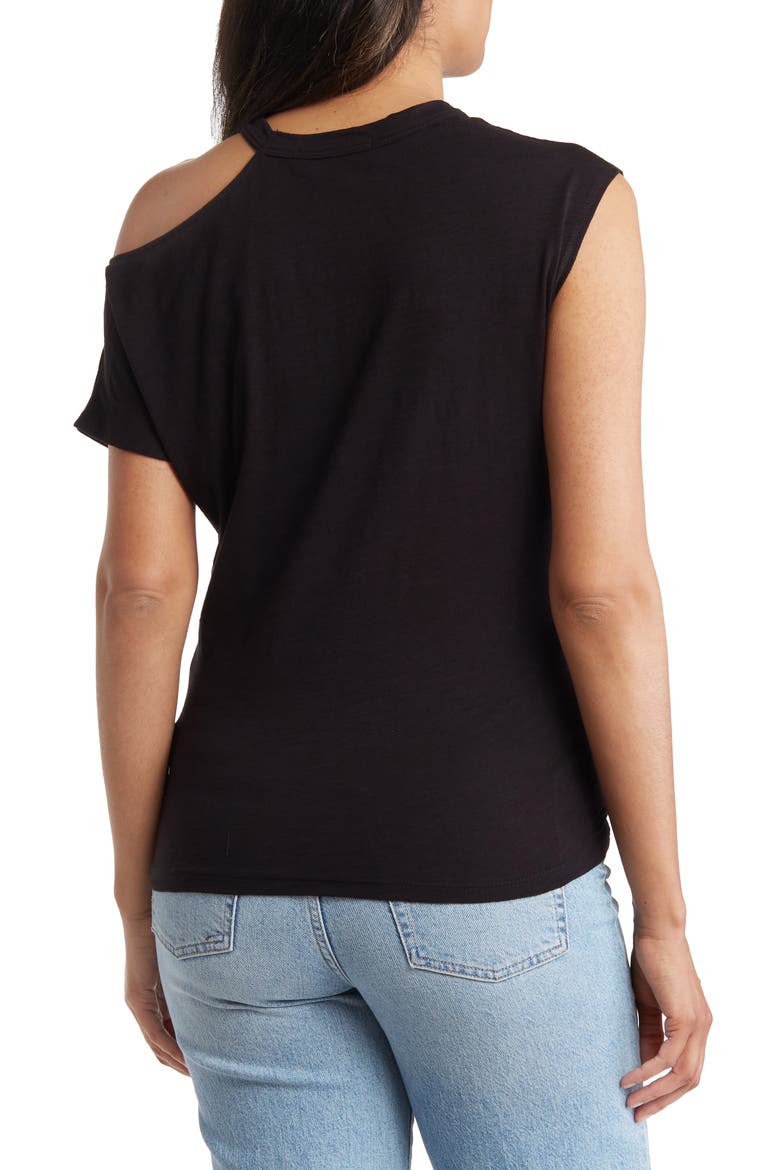 Asymmetric Sleeve Top, Alternate, color, BLACK
