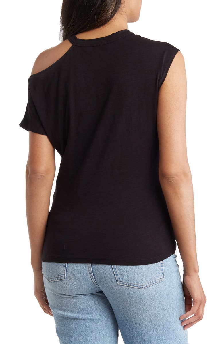 Renee C Asymmetric Sleeve Top, Alternate, color, Black