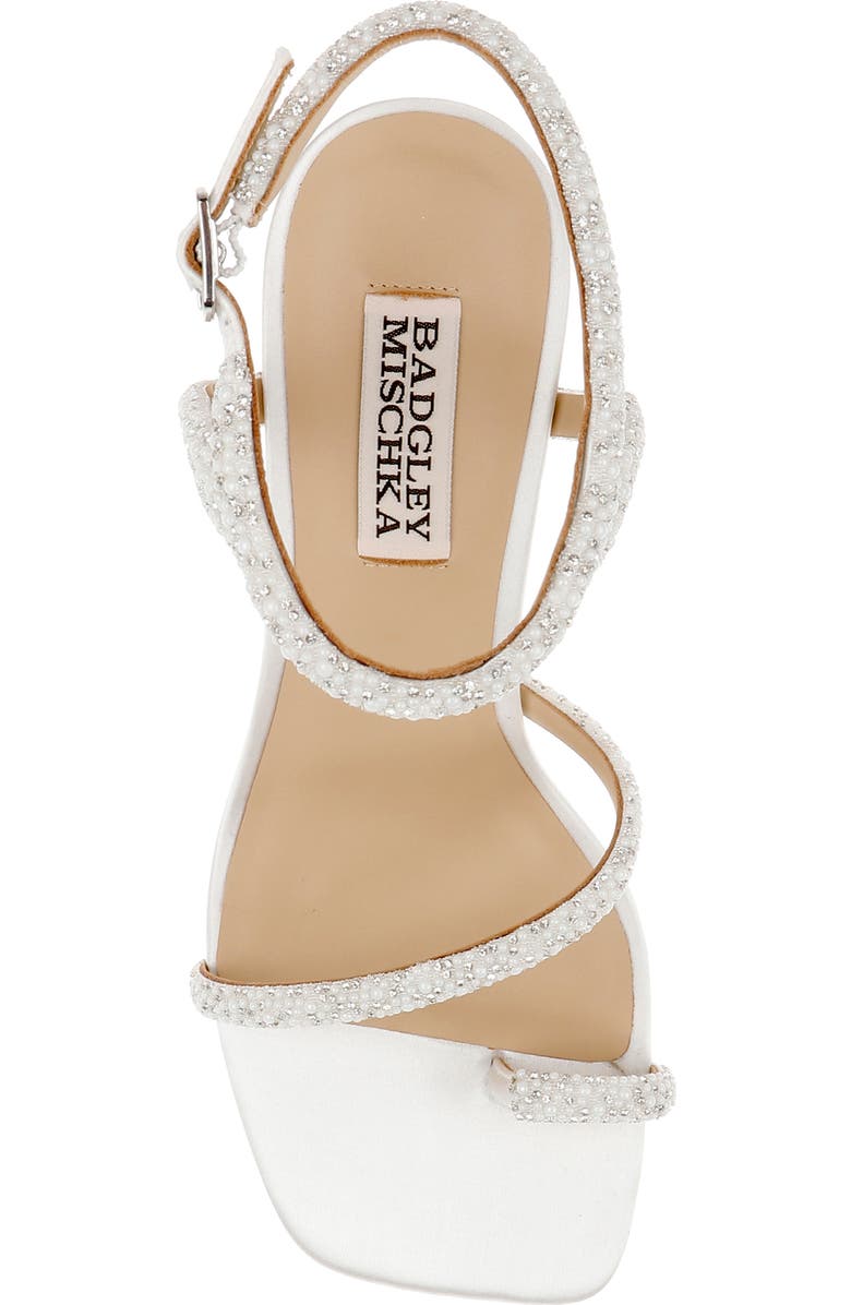 Badgley Mischka Collection Dalilah Ankle Strap Toe Loop Sandal, Alternate, color, White Satin