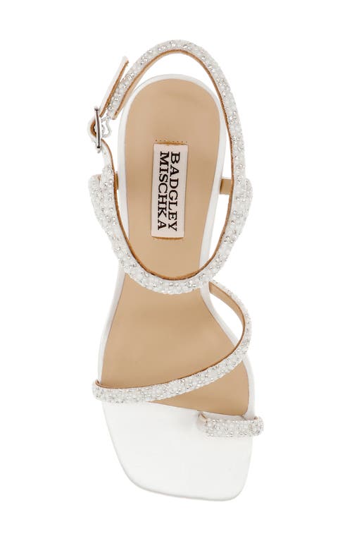 Badgley Mischka Collection Dalilah Ankle Strap Toe Loop Sandal In White Satin