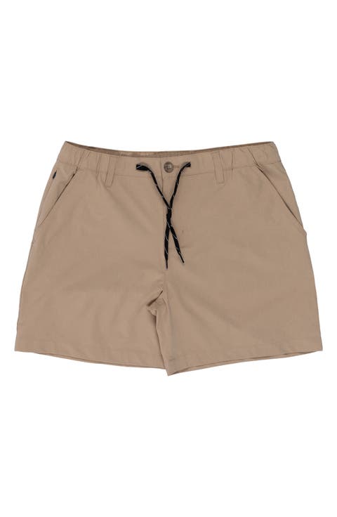 Zip Front Elastic Waist Performance Shorts