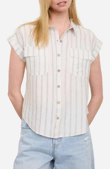 Blu Pepper Stripe Short Sleeve Button-Up Shirt