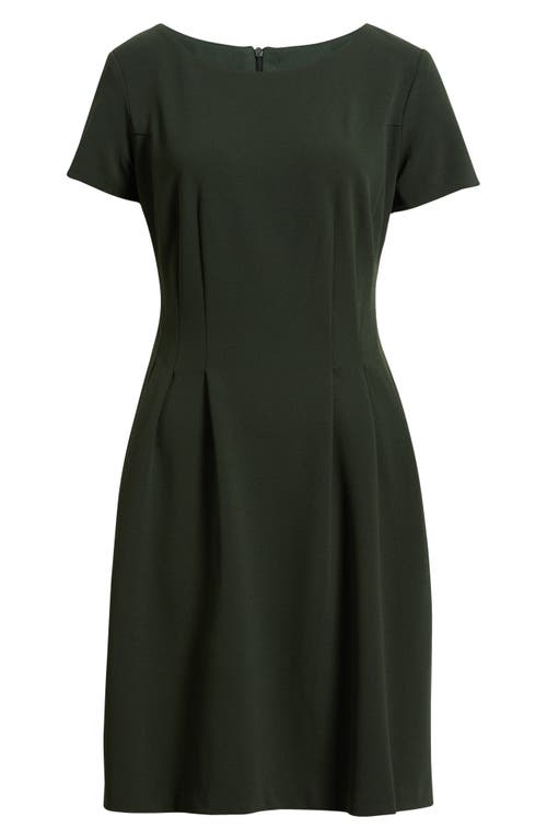Connected Apparel Short Sleeve Pocket Fit & Flare Dress In Green