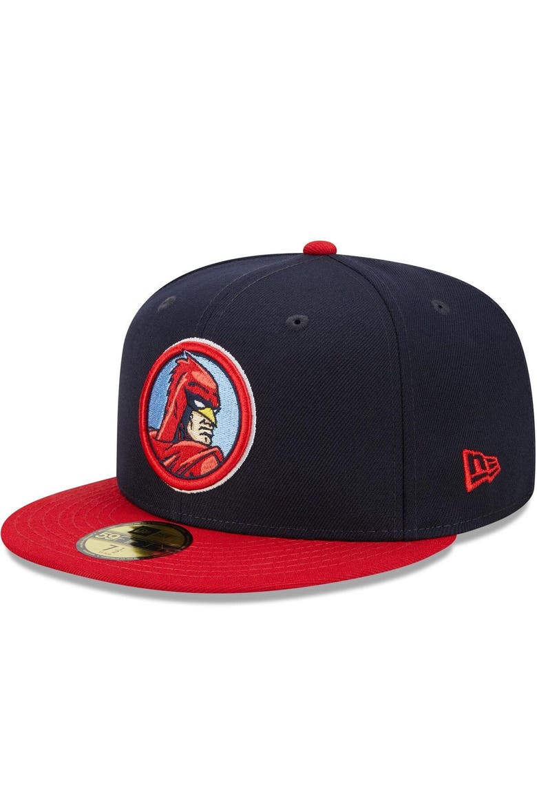 Men's New Era Navy/Red Memphis Redbirds Marvel x Minor League 59FIFTY Fitted Hat, Main, color, Navy