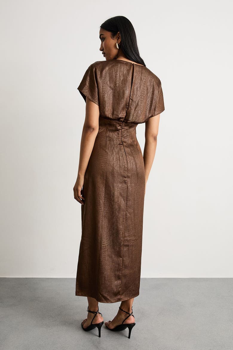 Leather Look Twist Front Midi Dress, Alternate, color, Chocolate