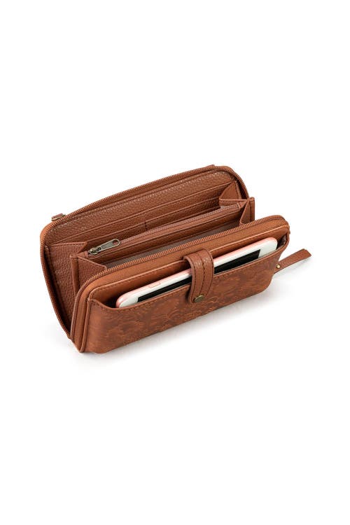 The Sak Iris Smartphone Crossbody In Tobacco Floral Emboss