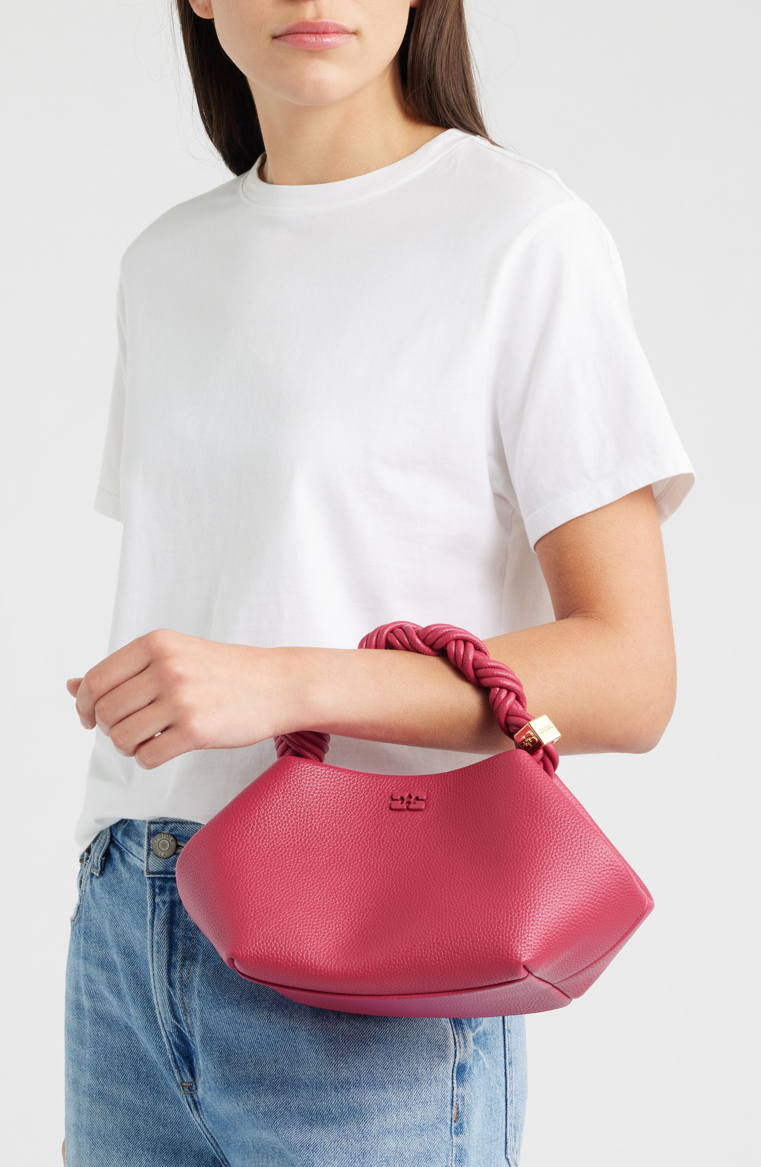Small Bou Grained Faux Leather Top Handle Bag, Alternate, color, PERSIAN RED