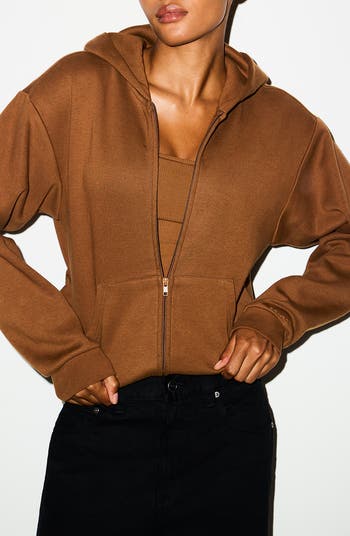 SKIMS Cotton Fleece Blend Classic Zip-Up Hoodie | Nordstrom