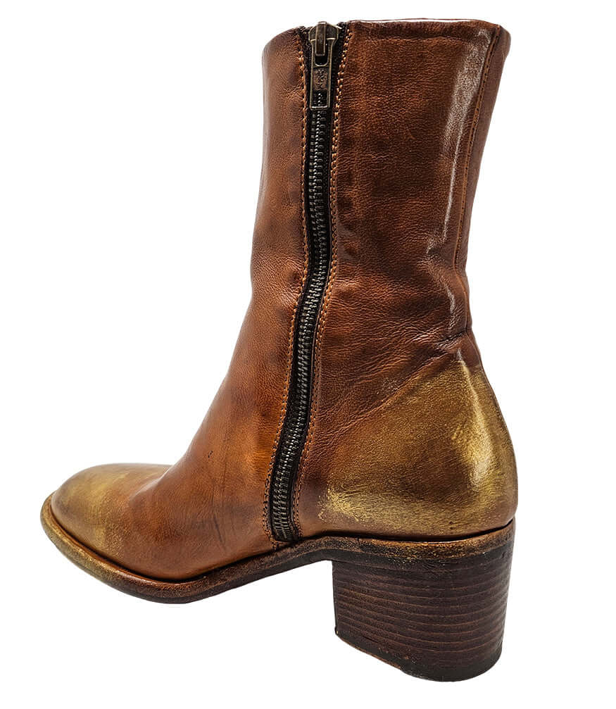 Hand Rubbed Metallic Ankle Boot, Alternate, color, Cognac