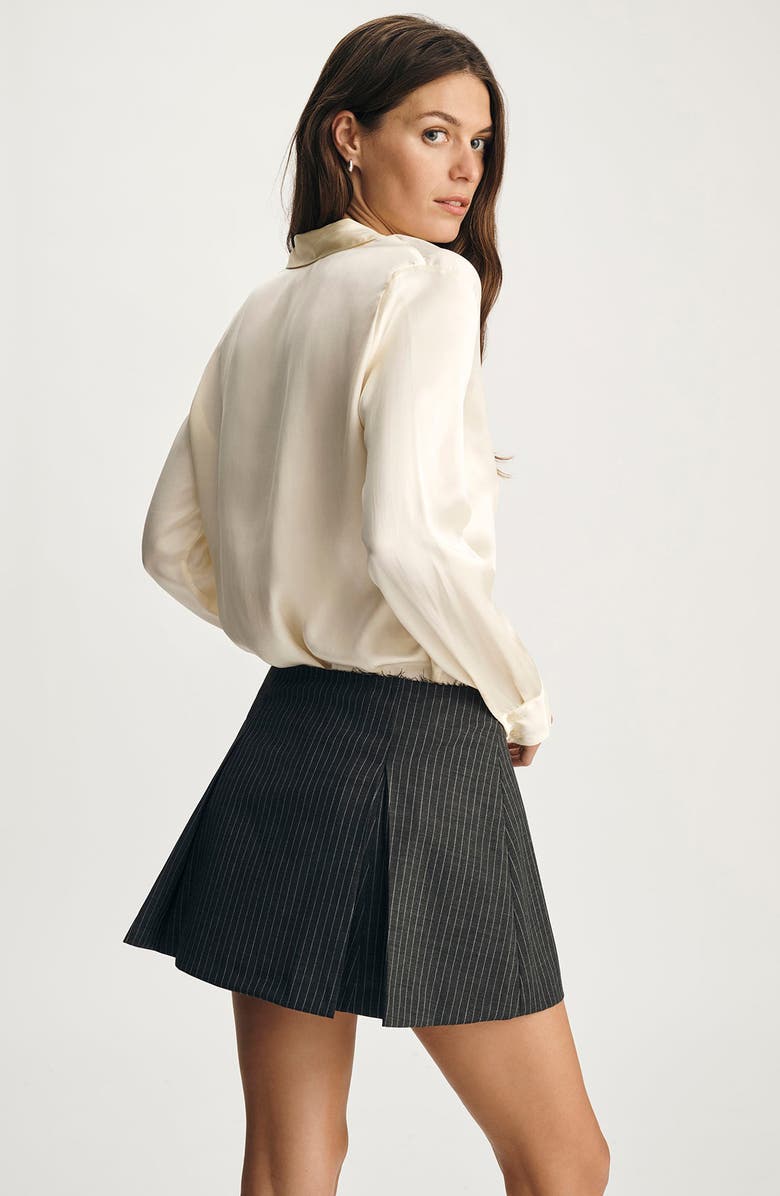 Mavi Jeans Antrasit Stripe Pleated Miniskirt, Alternate, color, Antrasit Pin Stripe