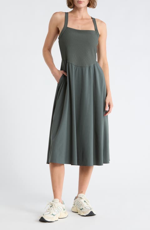 Rib Hybrid Midi Dress