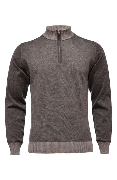 Merino Wool Quarter Zip Sweater