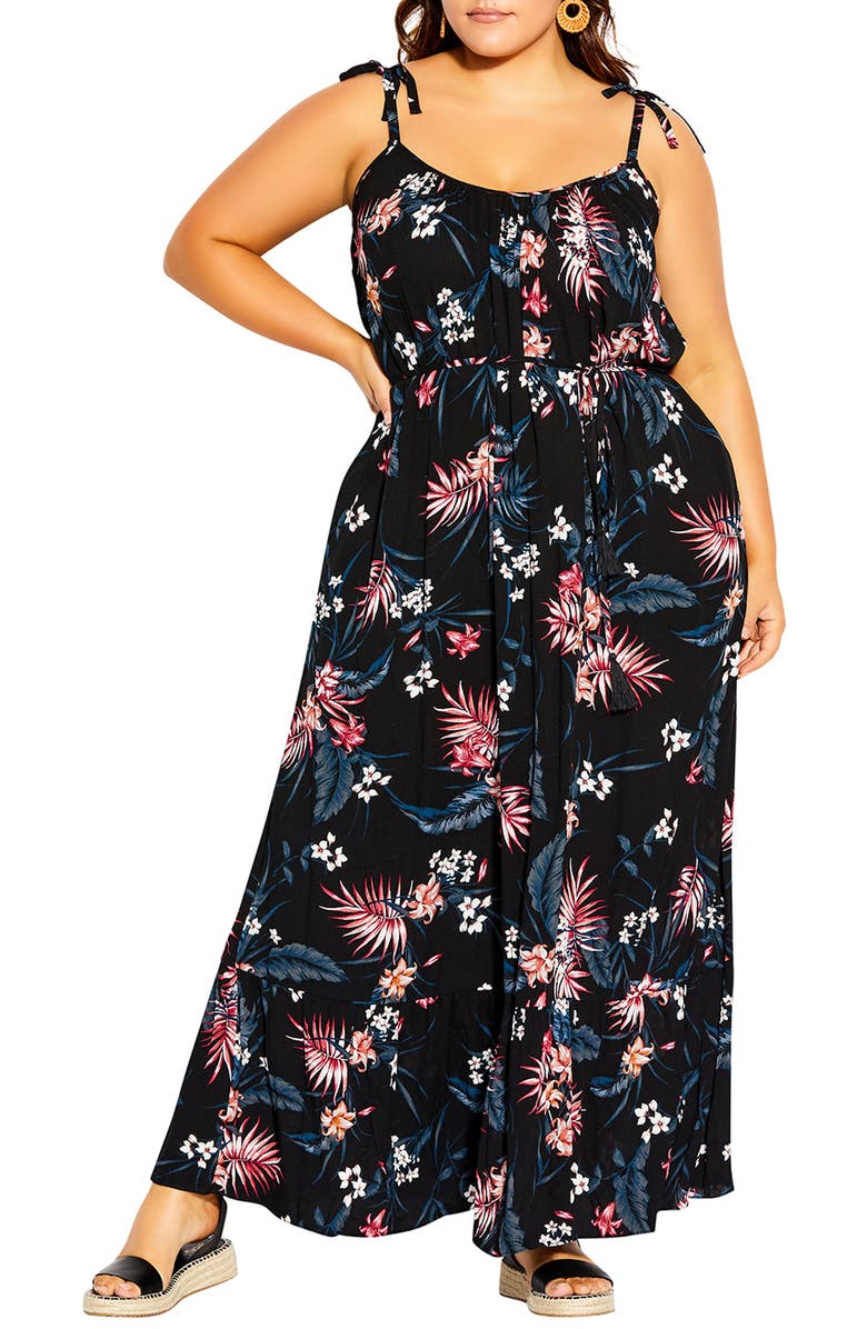 City Chic Deep Paradise Maxi Dress, Main, color, 