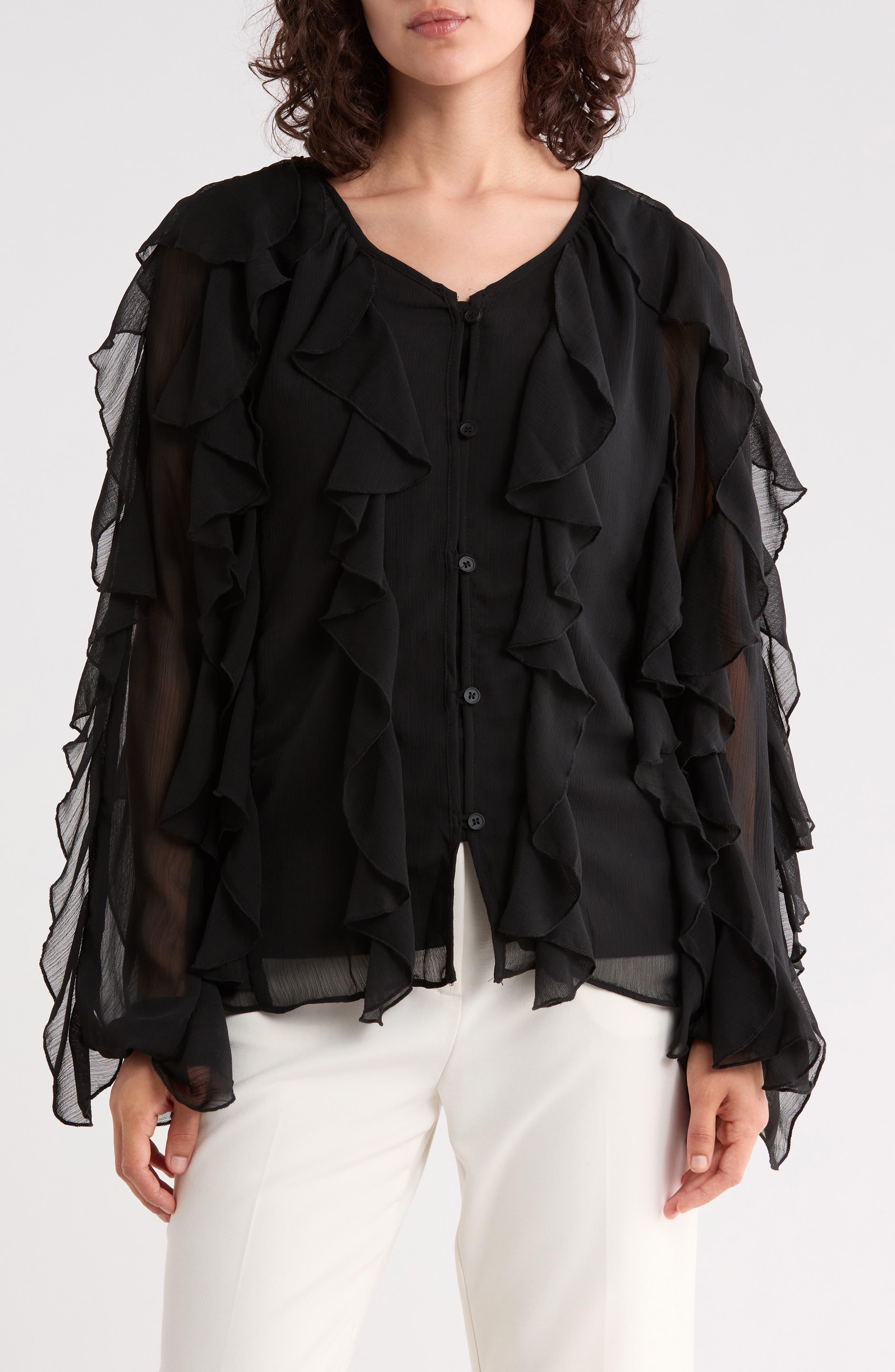 Flyn Ruffle Button-Up Shirt