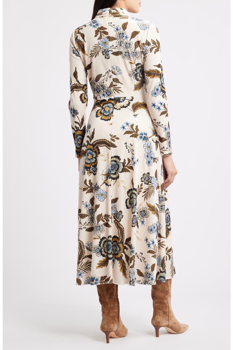 Floral Long Sleeve Velvet Dress, Alternate, color, IVORY MULTI