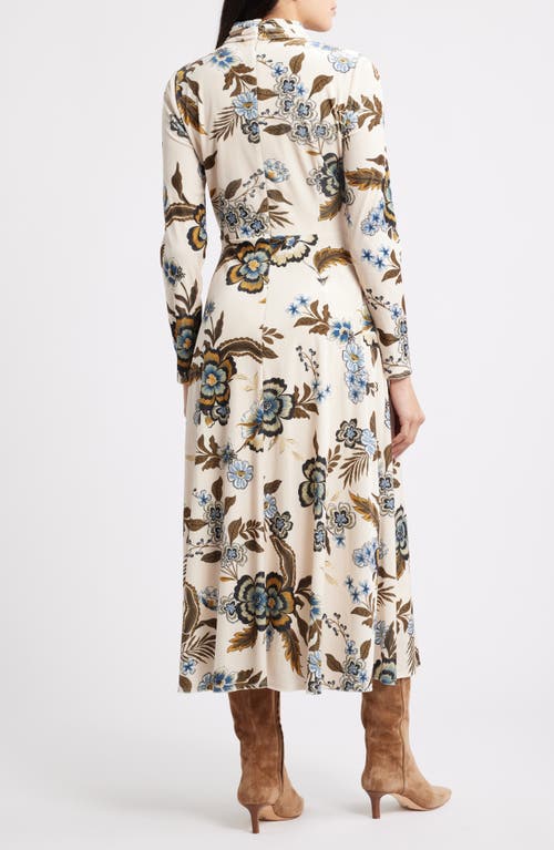 Julia Jordan Floral Long Sleeve Velvet Dress In White