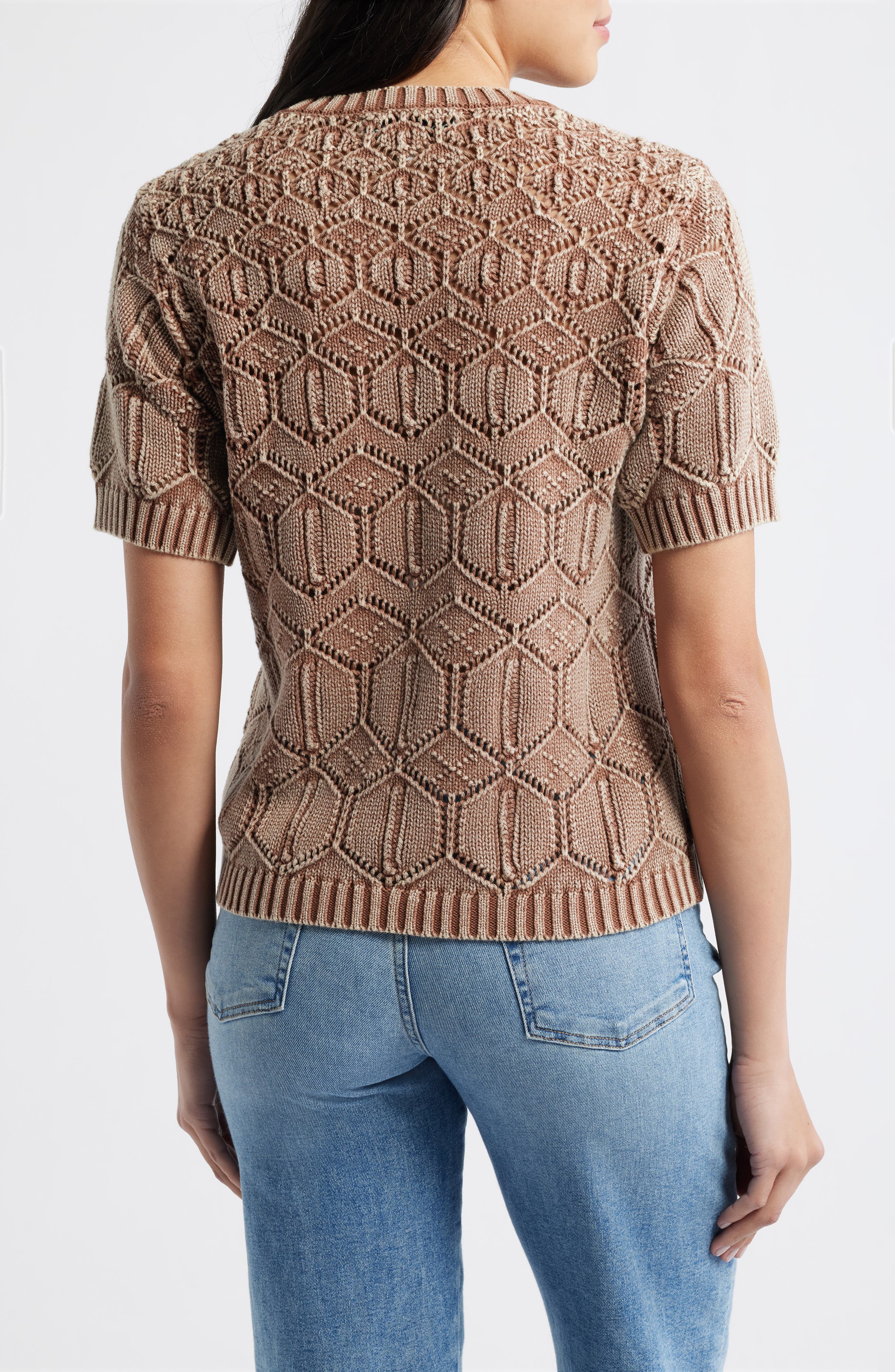 Open Stitch Short Sleeve Sweater - image 4