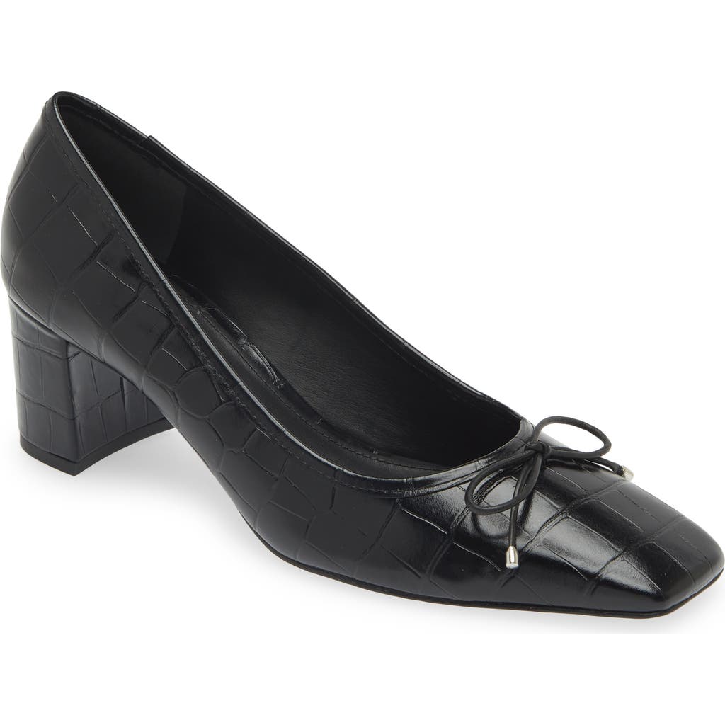 Schutz Arissa Leather Bow Square-toe Pumps