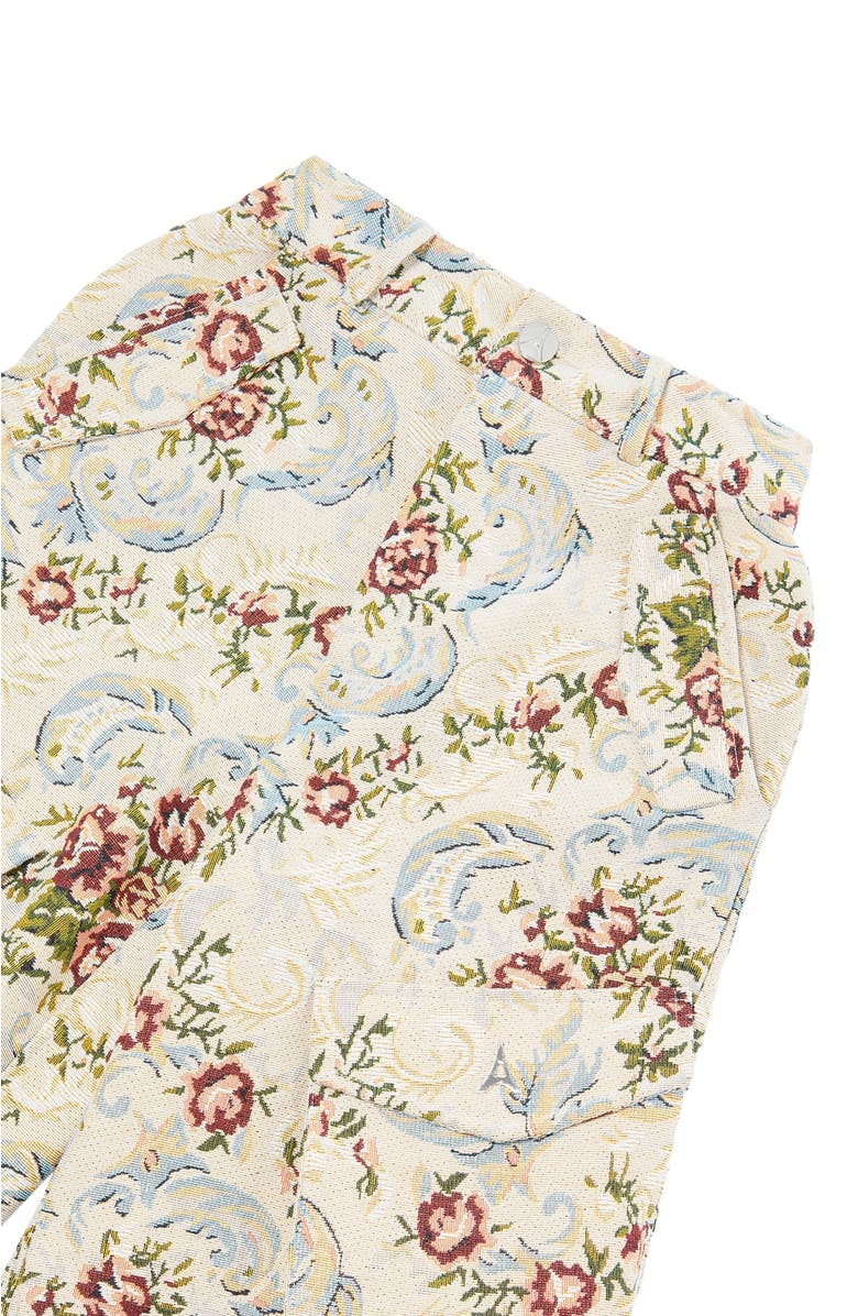 Manière De Voir Anne Floral Jacquard High Waisted Cargo Pants, Alternate, color, Beige