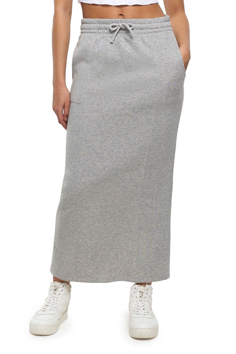 Marl Sweat Midi Skirt, Main, color, GREY