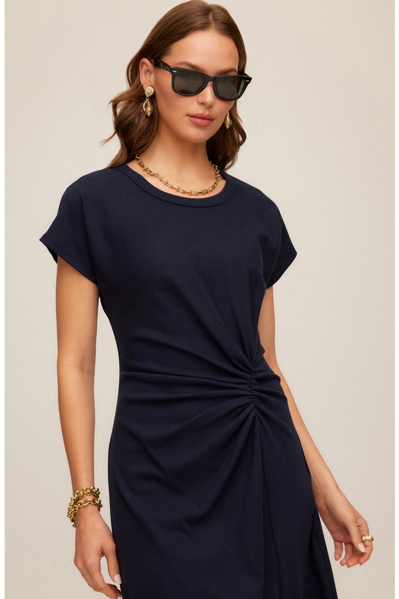 Aveline Side Twist Midi Dress, Alternate, color, NAVY