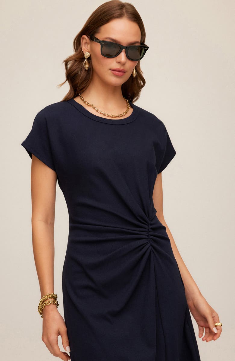 FIFTEEN TWENTY Aveline Side Twist Midi Dress, Alternate, color, Navy