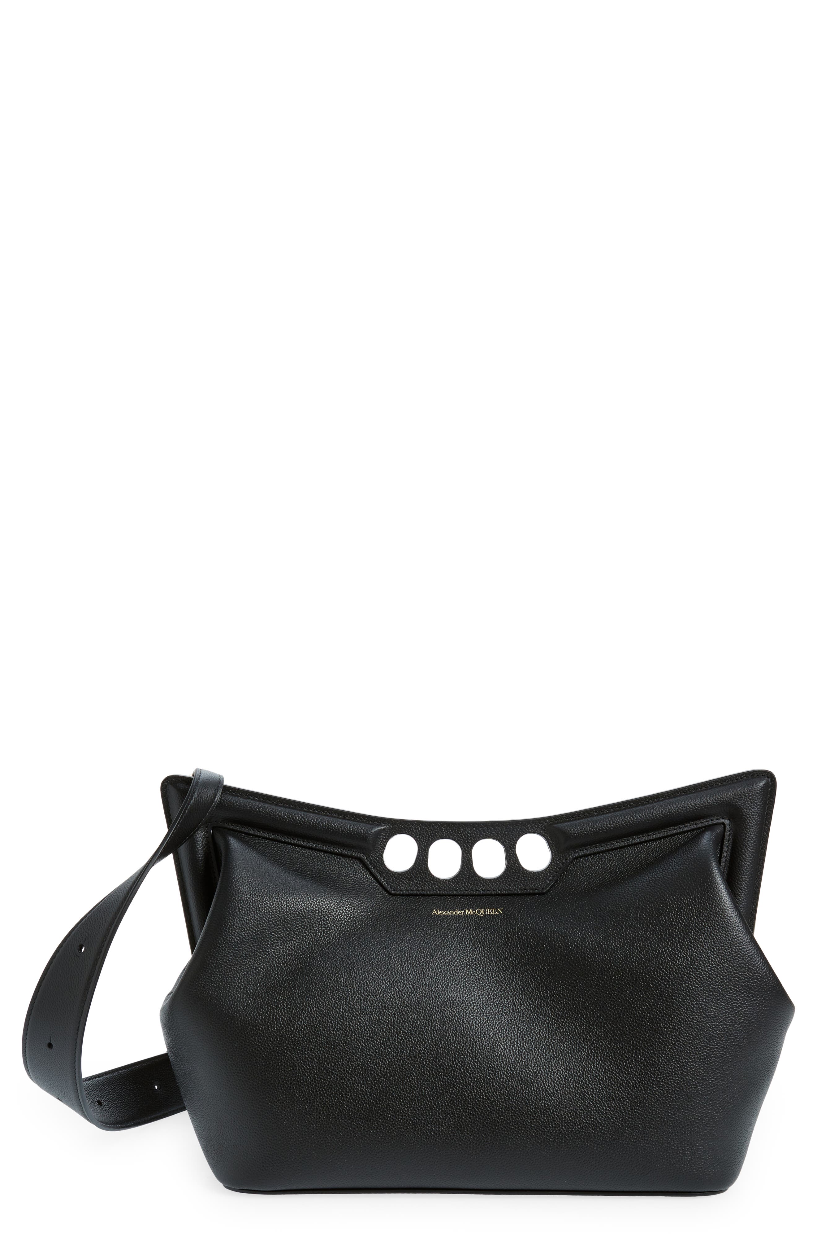 McQueen The Large Peak Leather Shoulder Bag, Main, color, 