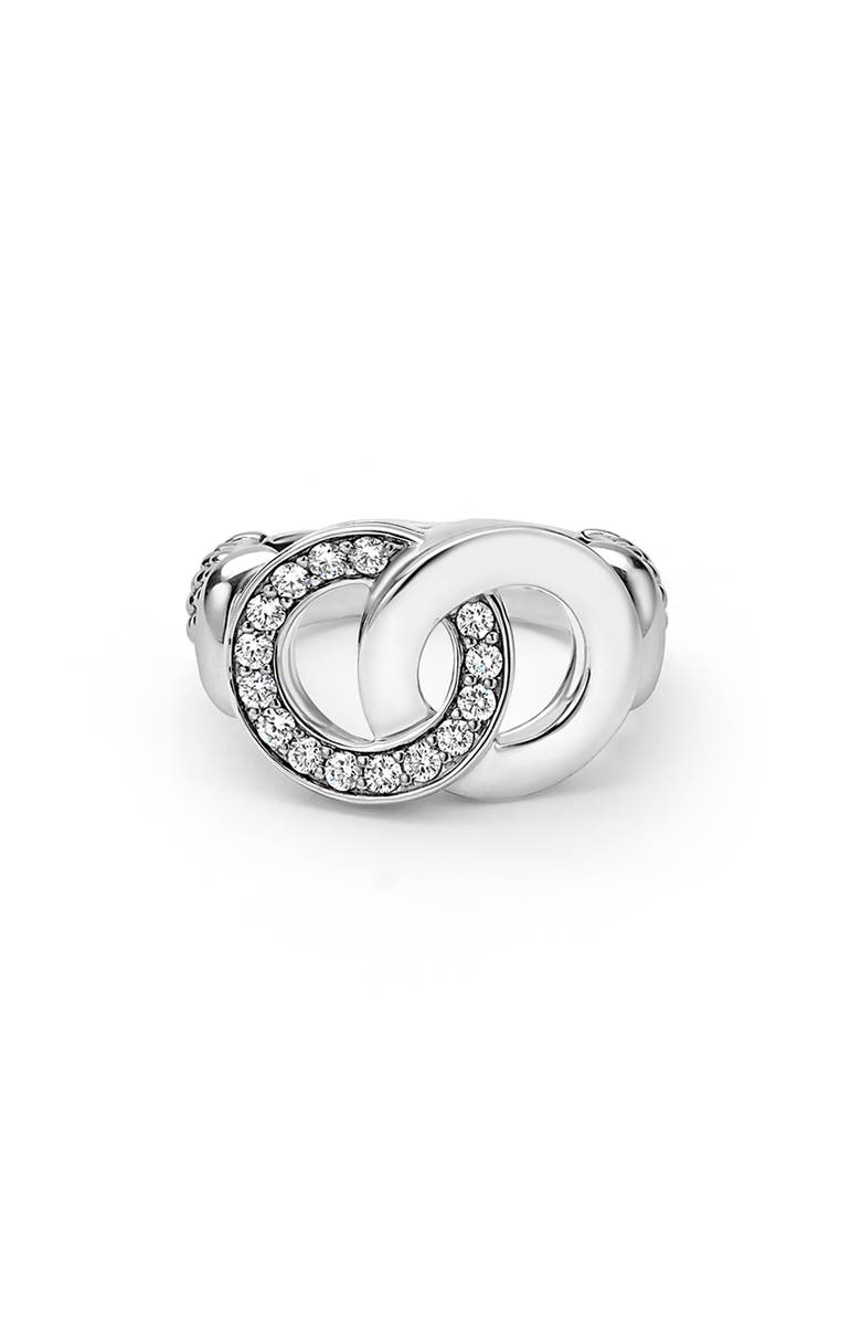 LAGOS Signature Caviar Interlocking Diamond Ring, Alternate, color, Silver