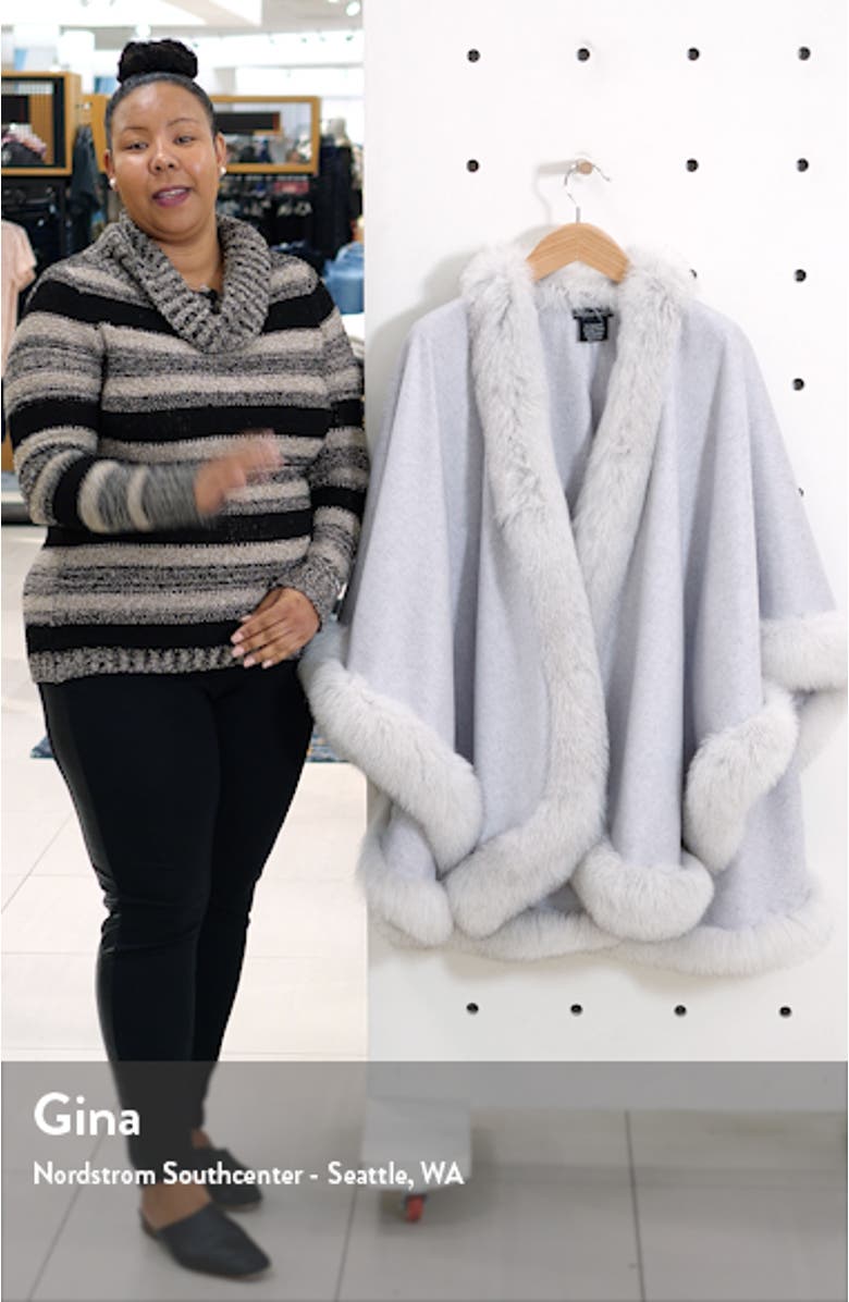 Genuine Fox Fur Trim Cashmere Cape, sales video thumbnail
