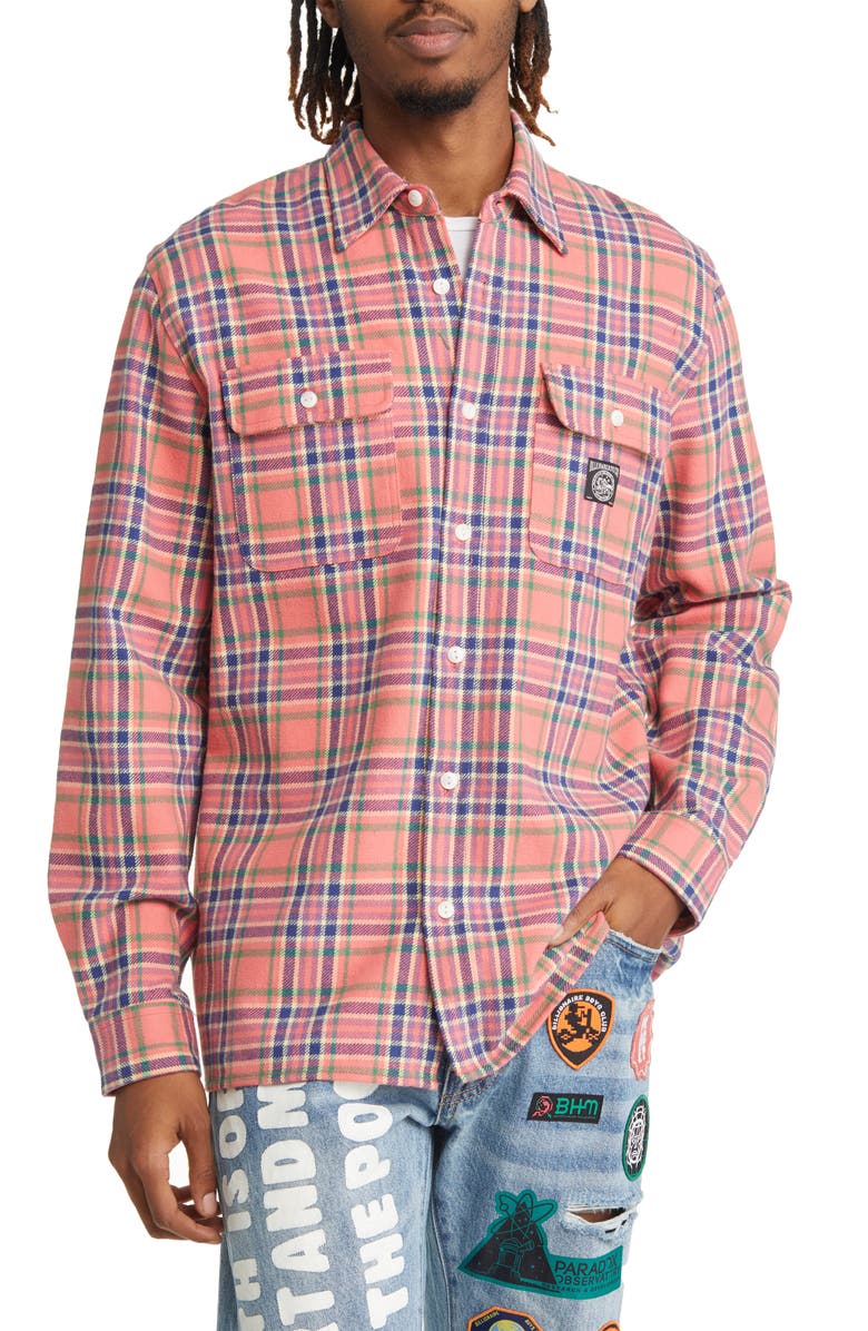Billionaire Boys Club Prosper Plaid Flannel Button-Up Shirt, Alternate, color,