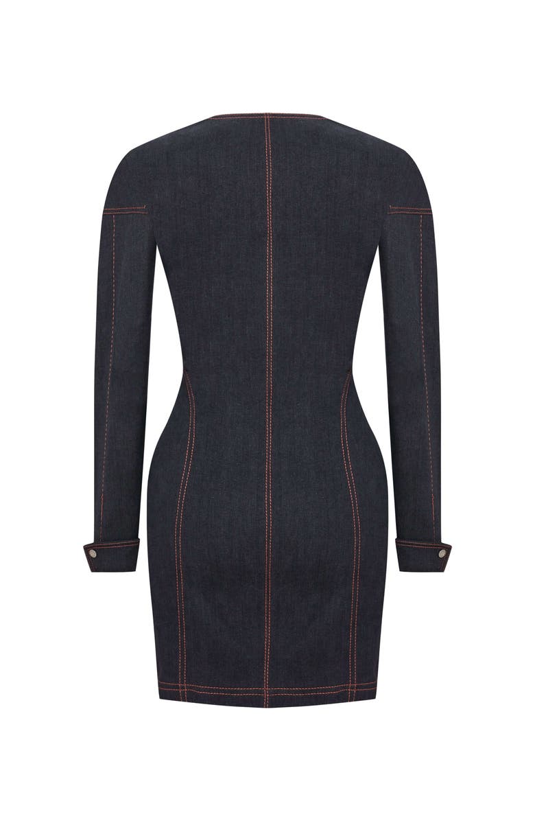 Jendue US Zeitgeist Denim Dress - Long Sleeve Jean Mini Dress, Alternate, color, Deep Blue