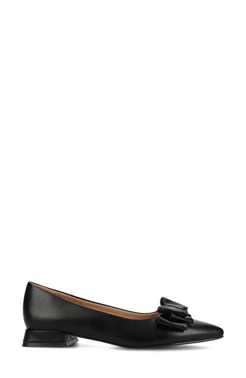 Shop Journee Collection Ophelia Bow Pointed Toe Flat In Black Pu