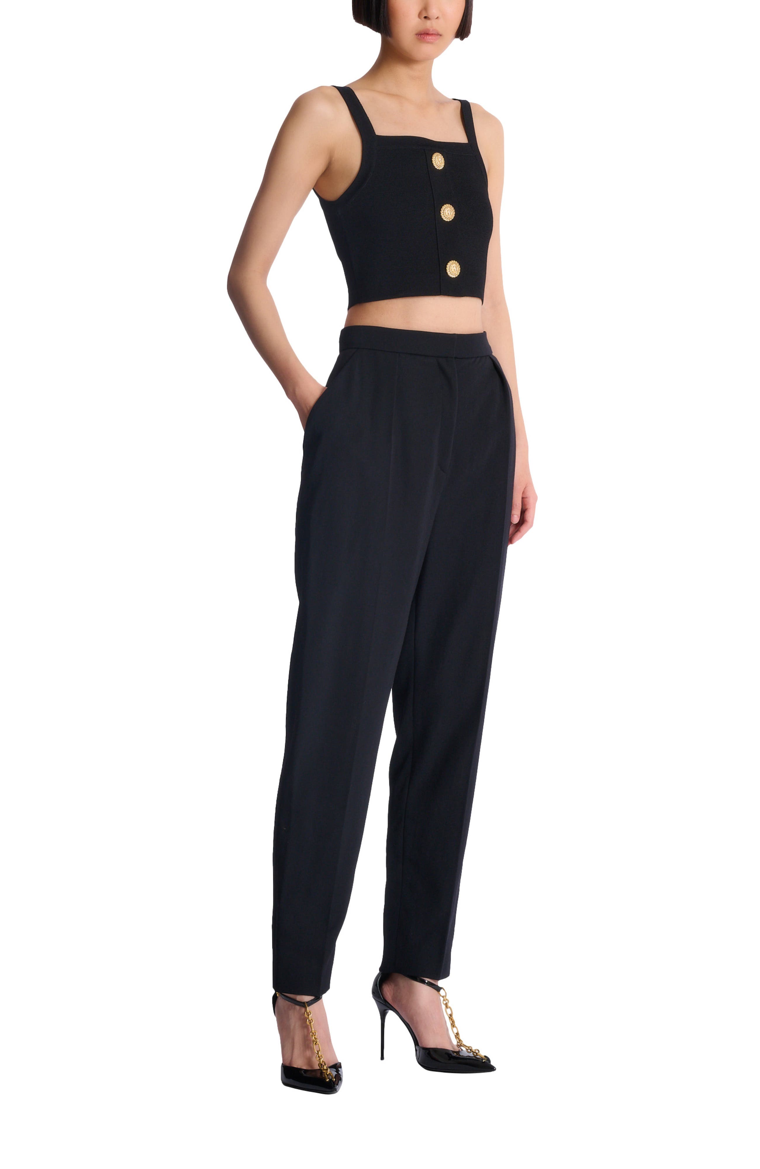 Knit bralette top with buttons