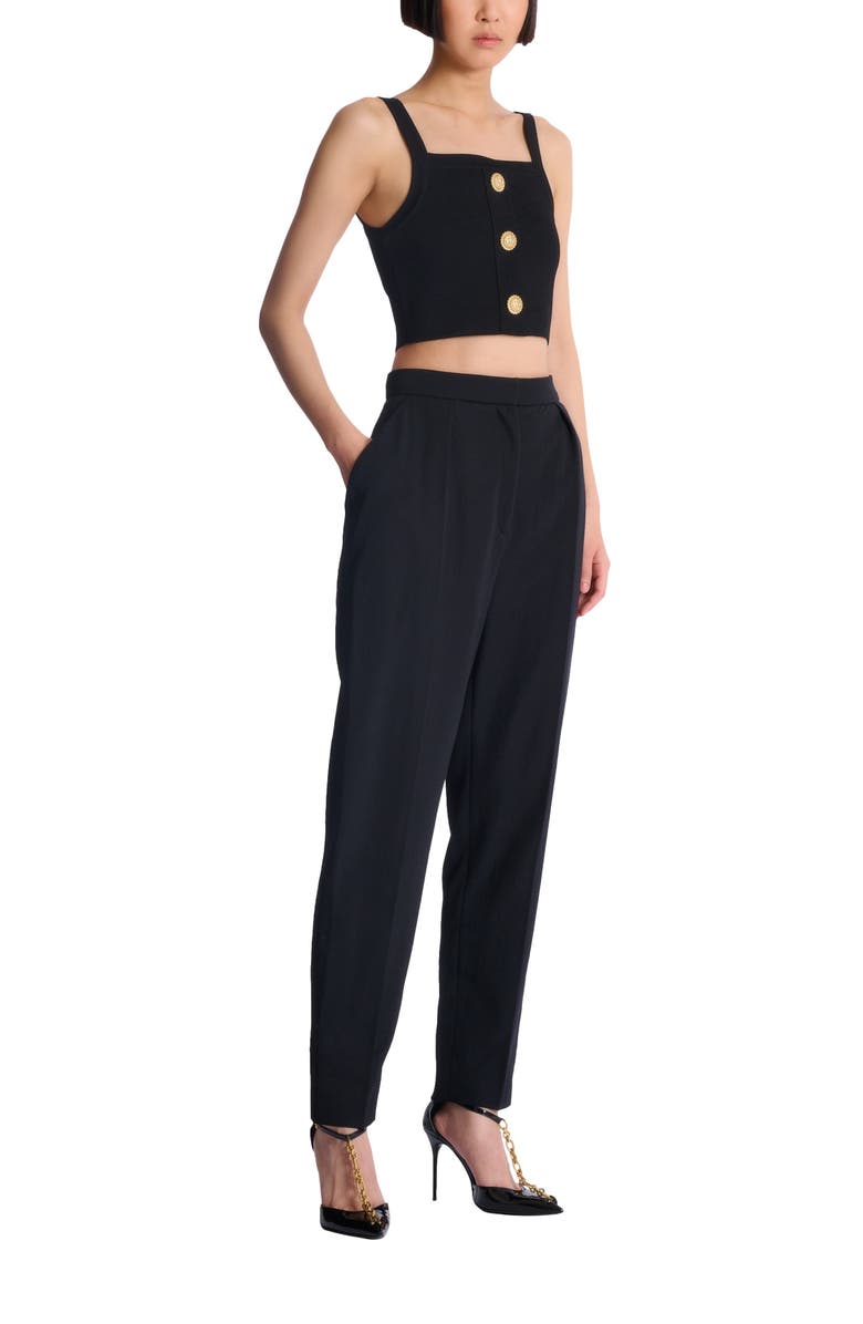 Balmain Knit bralette top with buttons, Main, color, Black