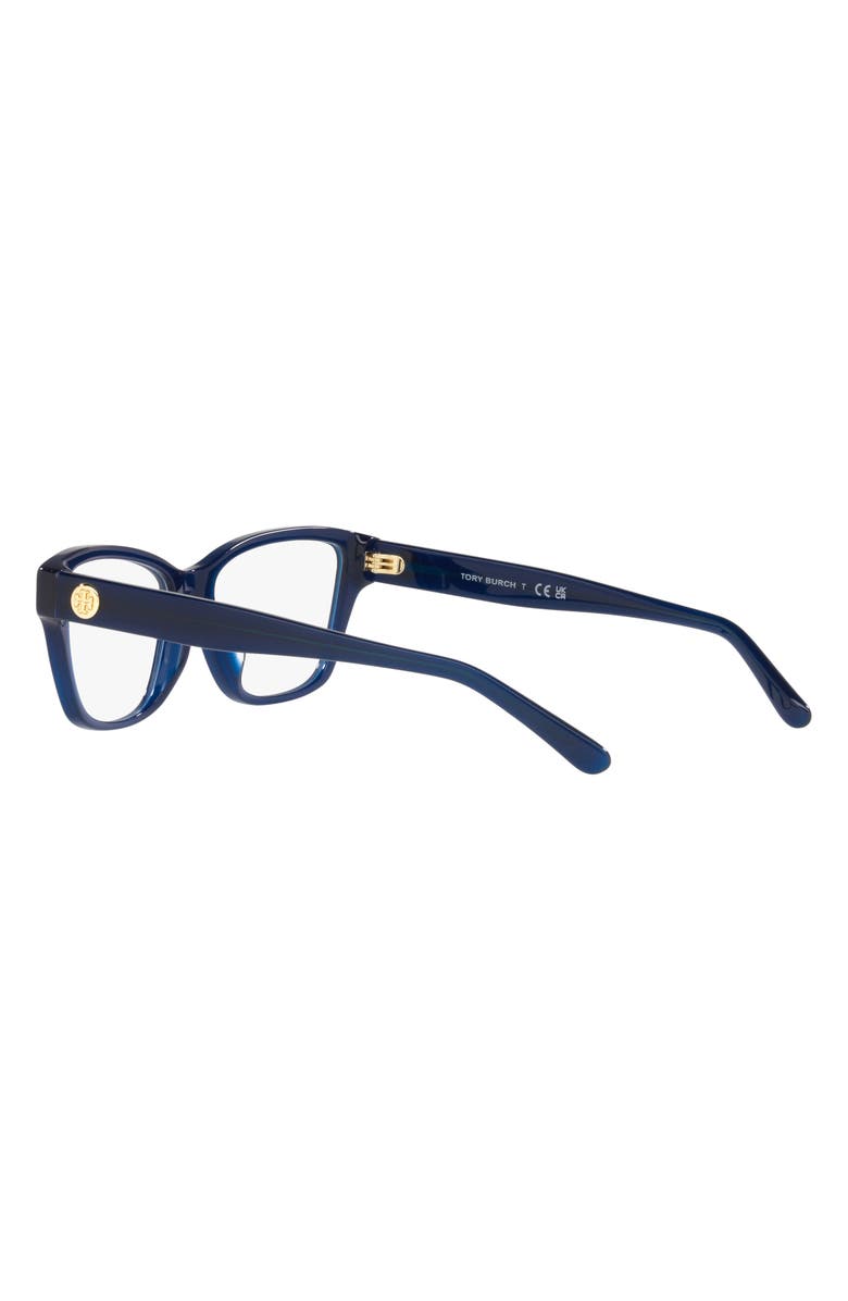 Tory Burch 53mm Rectangular Optical Glasses, Alternate, color, Navy