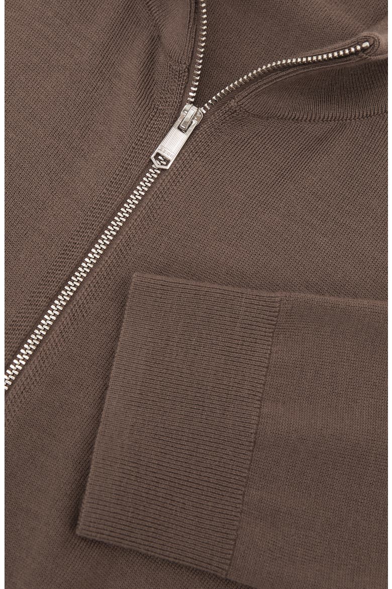 Hampshire Merino Wool Full Zip Cardigan, Alternate, color, RIDGE BROWN