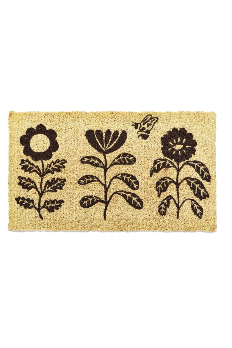 Flower Coir Door Mat Shake Clean New Rugs May Shed Initially, Main, color, Beige