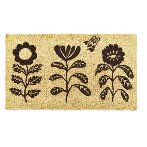 Flower Coir Door Mat Shake Clean New Rugs May Shed Initially