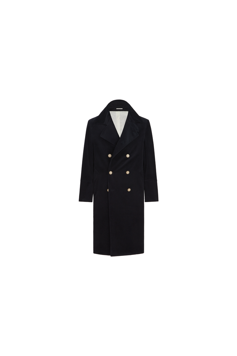 Comfort Cotton And Cashmere Corduroy One-and-a-half Breasted Coat, Alternate, color, Navy Blue