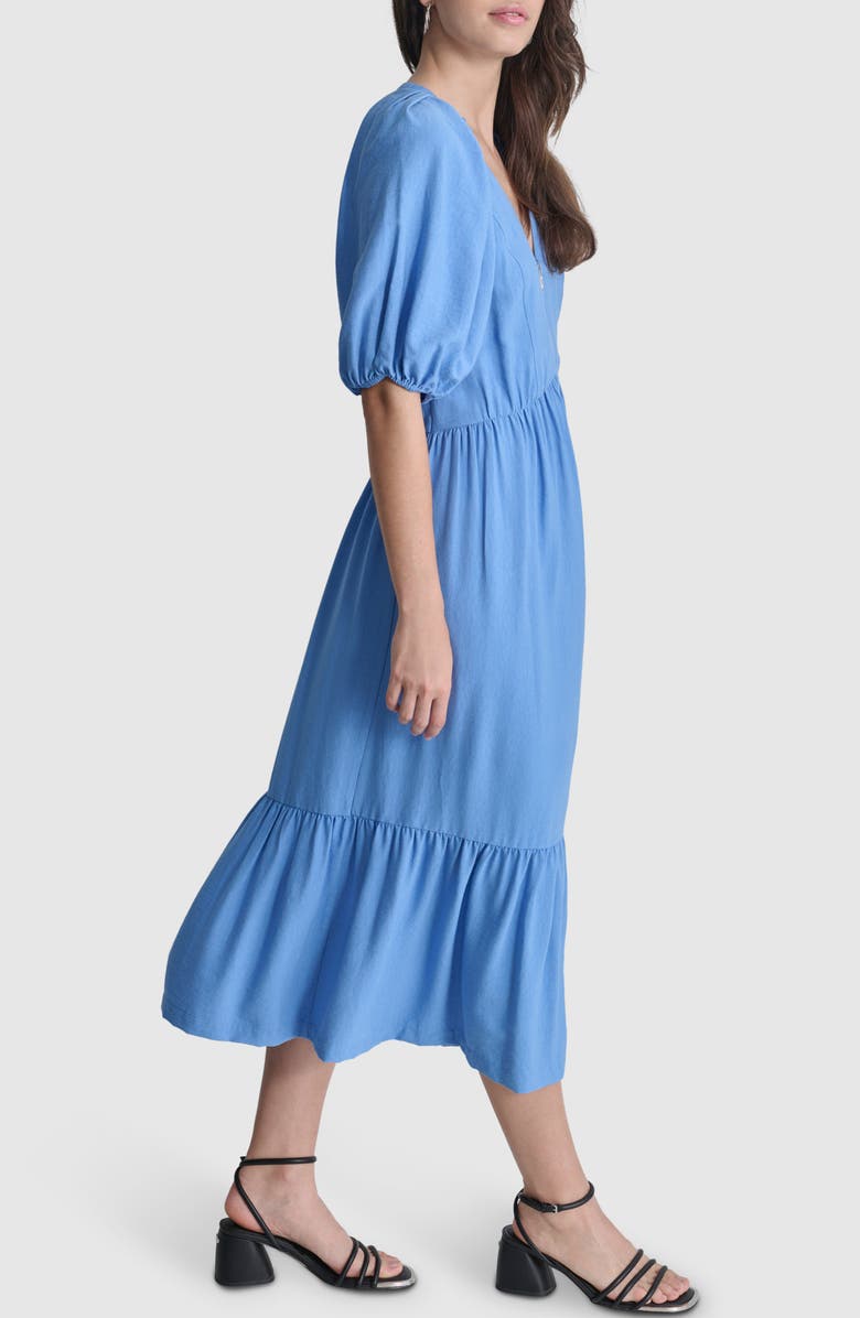 DKNY Puff Sleeve Midi Dress, Alternate, color, 