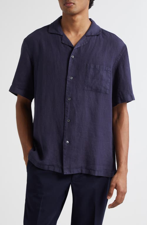 Thom Sweeney Linen Camp Shirt in Navy  product
