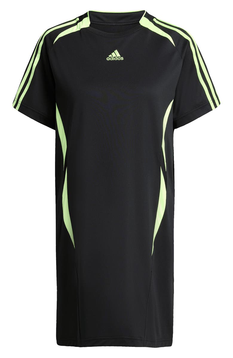 adidas Teamgeist Recycled Polyester T-Shirt Dress, Alternate, color, Black/ Signal Green