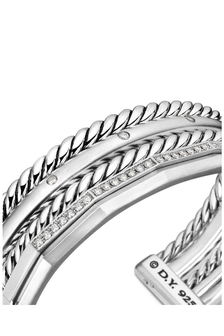 Stax Cuff Bracelet with Diamonds, Alternate, color, SILVER