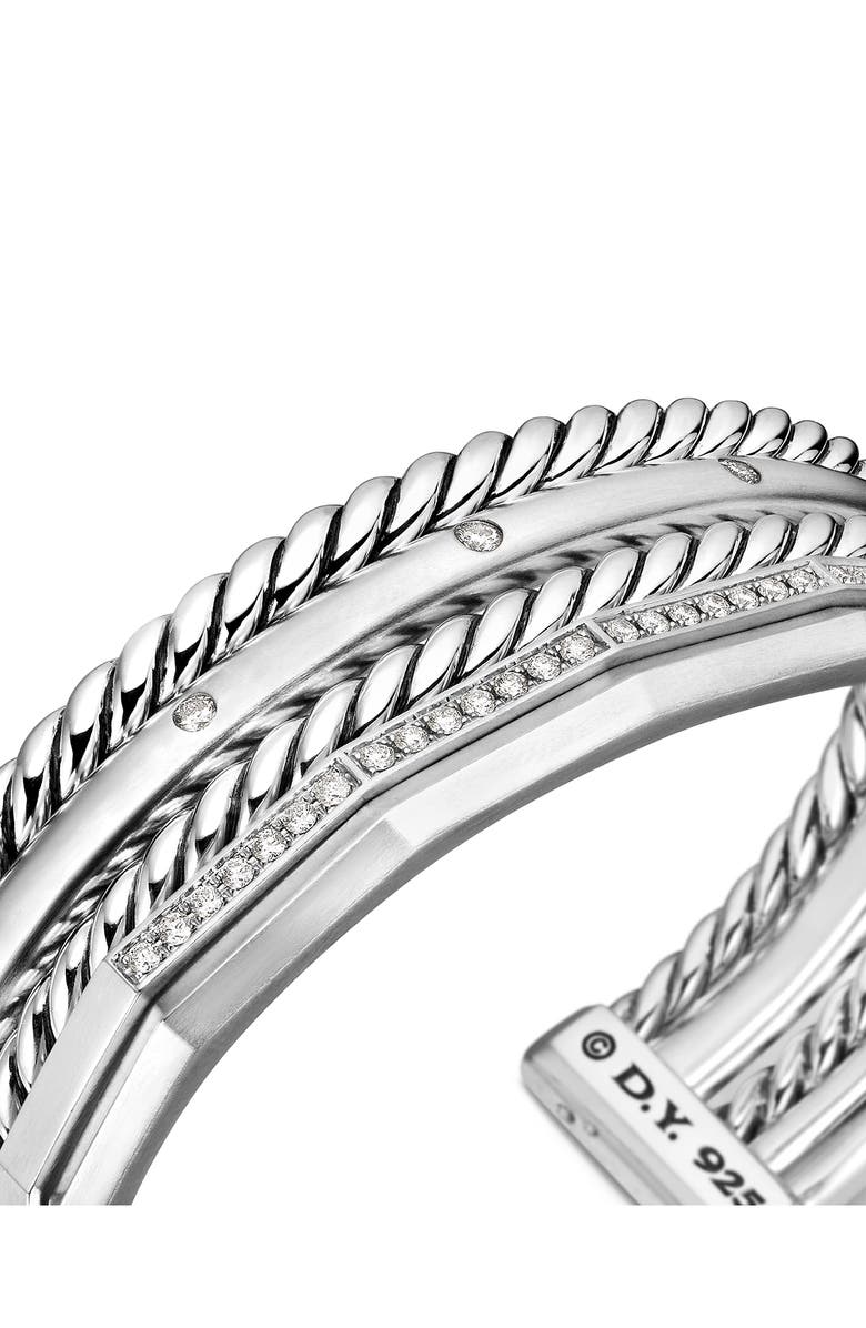 David Yurman Stax Cuff Bracelet with Diamonds, Alternate, color, Silver