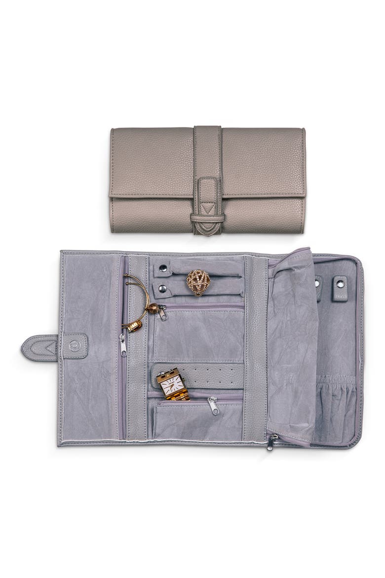 Hayley Faux Leather Jewelry Clutch, Alternate, color, GRAY