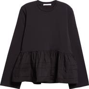 Cecilie Bahnsen Audrey Smocked Long Sleeve Jersey T-Shirt