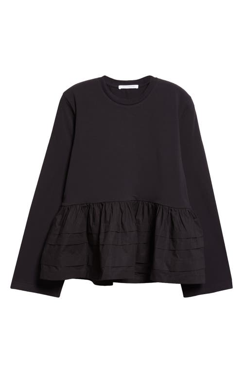 Cecilie Bahnsen Audrey Smocked Long Sleeve Jersey T-shirt In Black