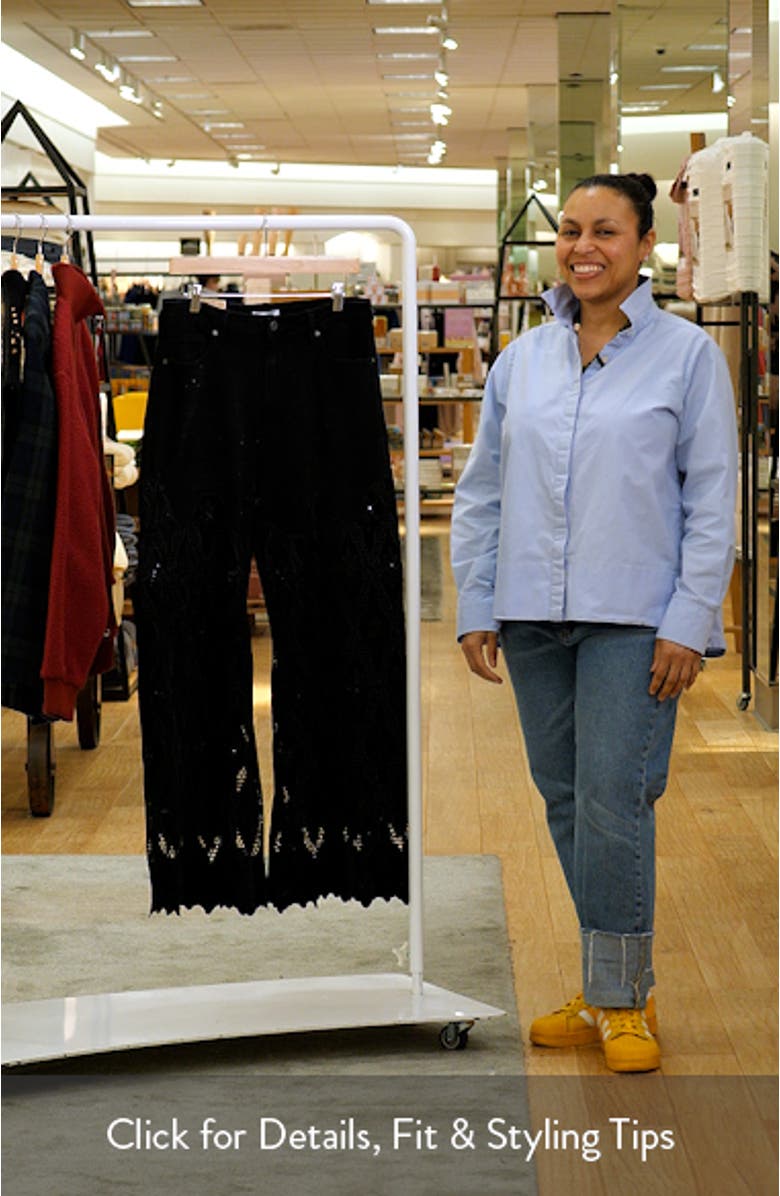 Rhinestone Embroidered High Waist Wide Leg Jeans, sales video thumbnail